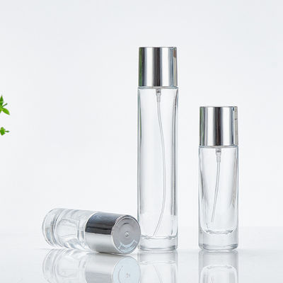 بطری پایه شیشه ای شفاف با سرپوش پیچ دار 100 میلی لیتر شکل گرد طراحی ساده