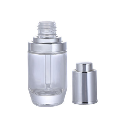 بطری پایه شیشه ای شفاف دور طراحی ساده چاپ صفحه ابریشم بسته بندی آرایشی